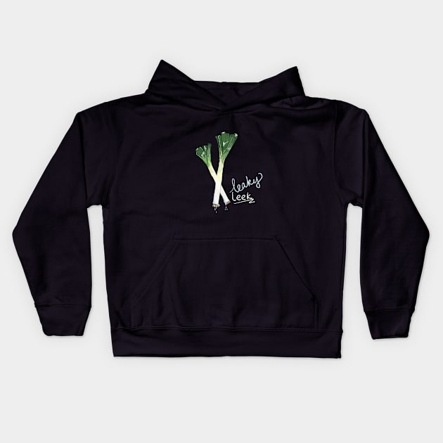 Leaky-Leek Kids Hoodie by Pixelated Dino